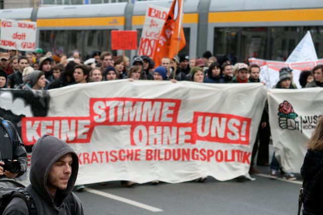 Studenten demonstrieren in Leipzig für demokratische Bildungspolitik